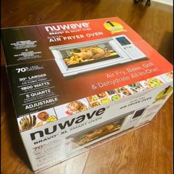 Nuwave Bravo XL Air Fryer Toaster Smart Oven, 12-in-1 Countertop Grill/Griddle Combo, 30-Qt XL Capacity, 50F-500F adjustable in precise 5F increments,