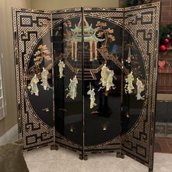 Stunning Ornate Asian Lacquer Room Divider