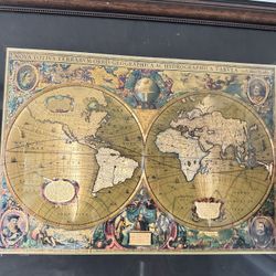 Framed Art Of “old World” Map