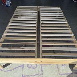 $60 Queen natural wood bed platform bed frame