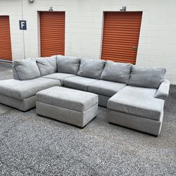 Gorgeous Gray Sectional & Ottoman!