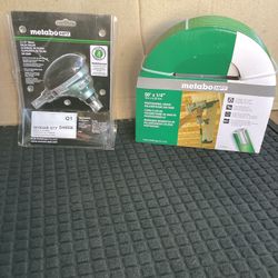 METABO HPT PROFESSIONAL GRADE POLYURETHANE AIR HOSE 50-FT AND 3-1/2 PNEUMATIC PALM NAILER 