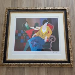Itzchak Tarkay "Little Round Table #7" Seriolithograph Painting Framed with COA 