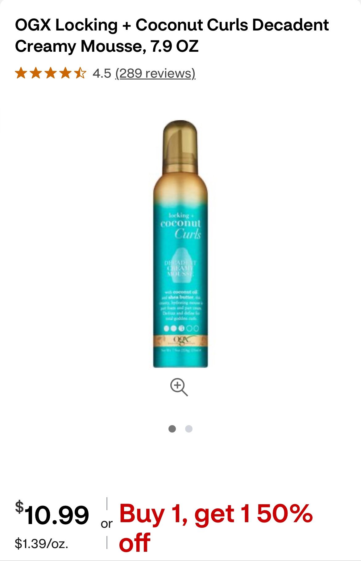 OGX Locking Coconut Curls Mousse $5