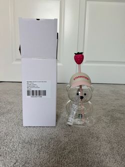 Starbucks Bearista Glass Pink Drink Cup
