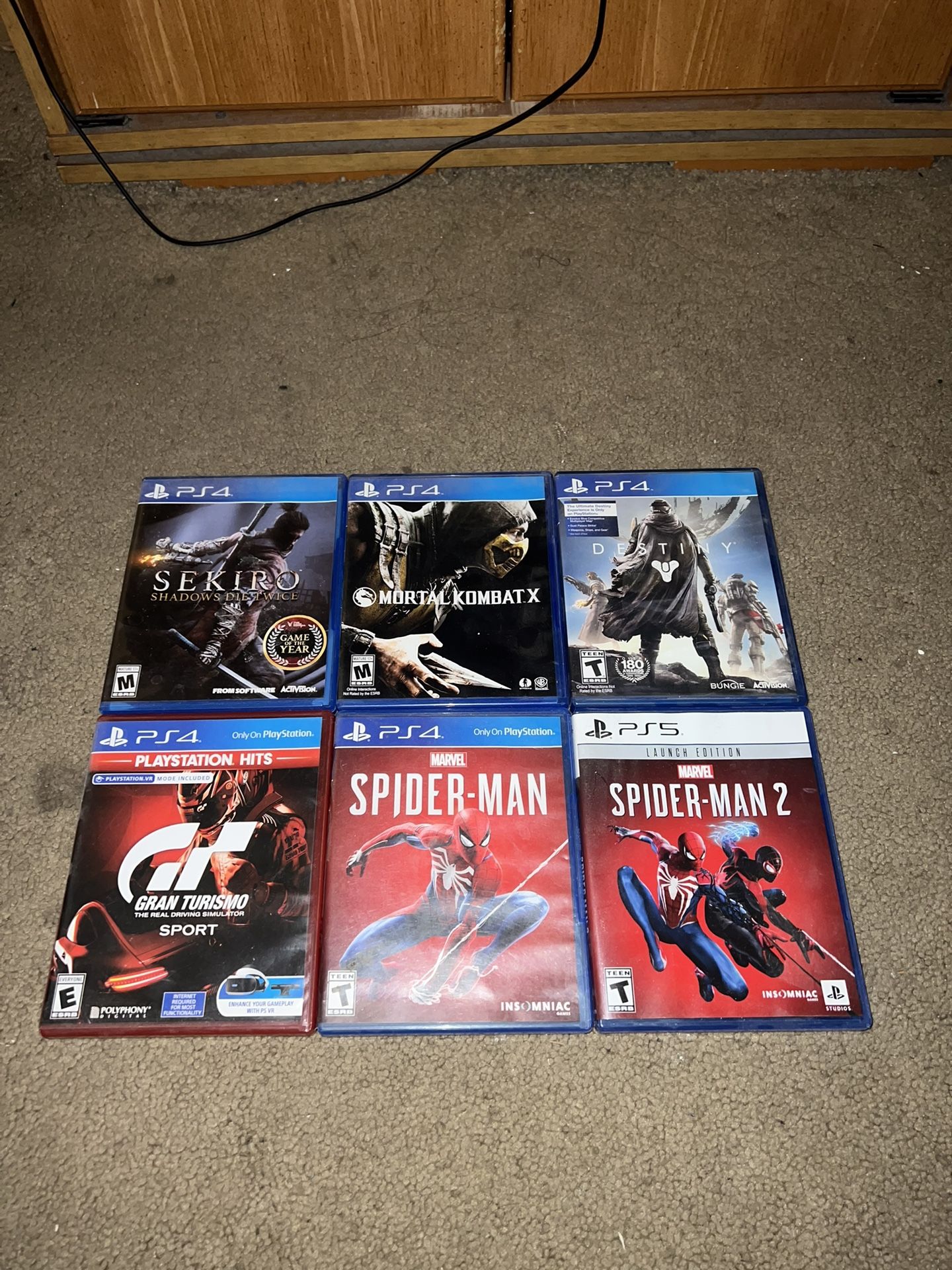 PS4 Games: Sekiro, MK X, Destiny, Gran Turismo, Spiderman 1 and 2 Ps5