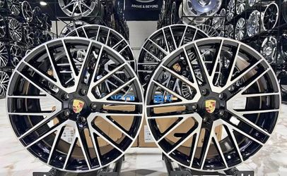 21x9.5 | 21x11.5 PORSCHE WHEELS BLK MACHINE 5x130 RIMS PANAMERA CAYENNE GTS TURBO