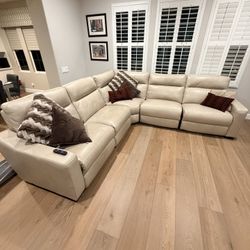 Leather Section Sofa (With 3 Electric Recliners) 