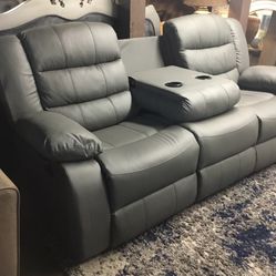Reclining Sofa & Loveseat W/ Cup Console 