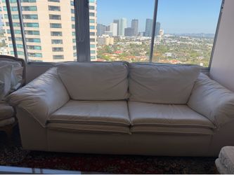 White Genuine Leather Loveseat – Very Comfortable