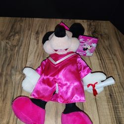 Disney Graduation Minnie Mouse in Pink Gown with Diploma 12" Character Plush