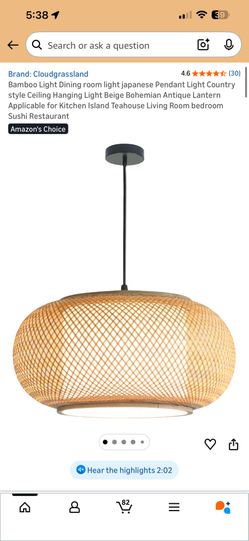 Bamboo Light Dining room light japanese Pendant Light Country style Ceiling Hanging Light Beige Bohemian Antique Lantern Applicable for Kitchen Island