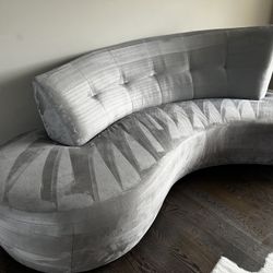 Modern Gray Suede Sofa/ Couch 