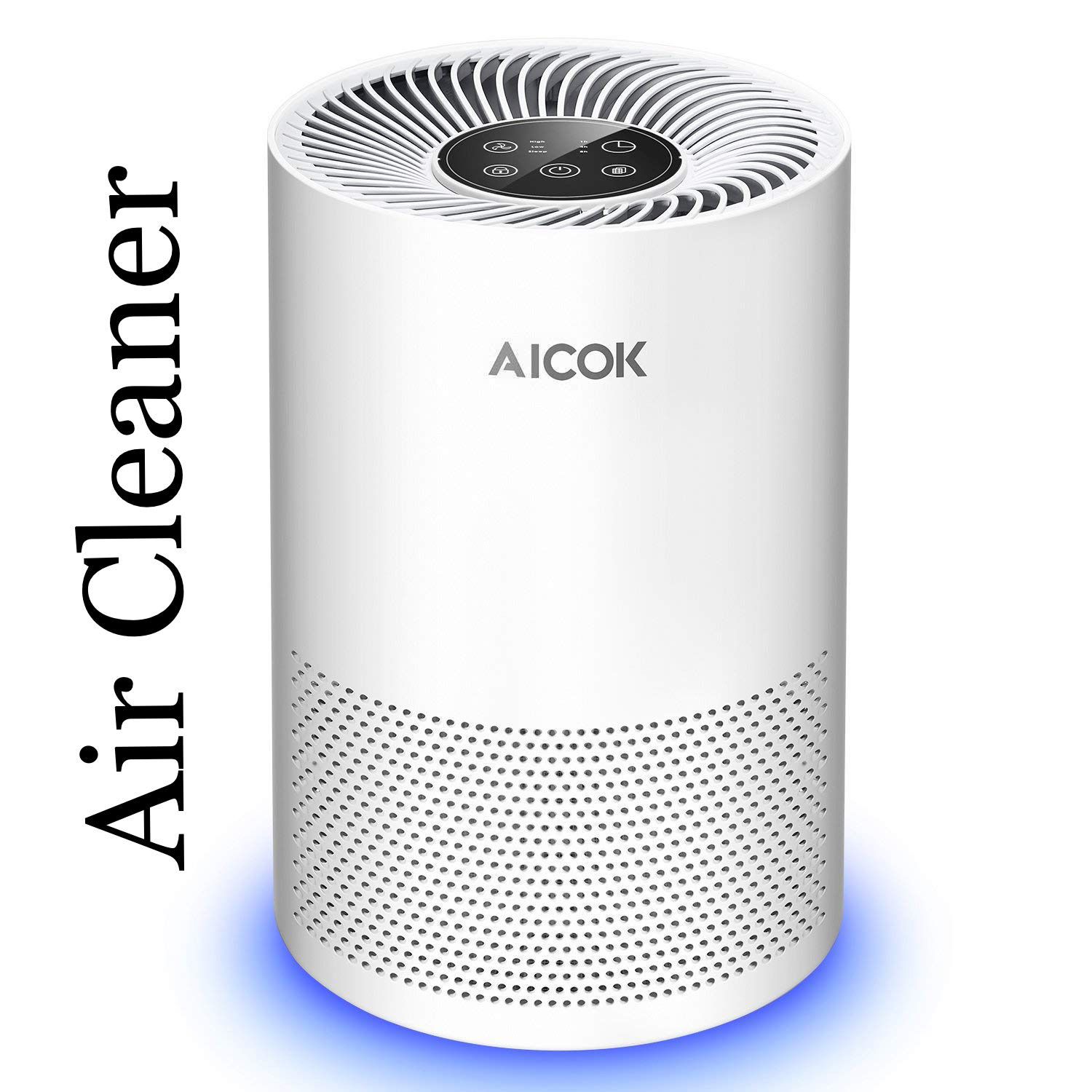 Aicok Air Purifier with True HEPA Filter and Optional Night Light, Air Cleaner Air Filter