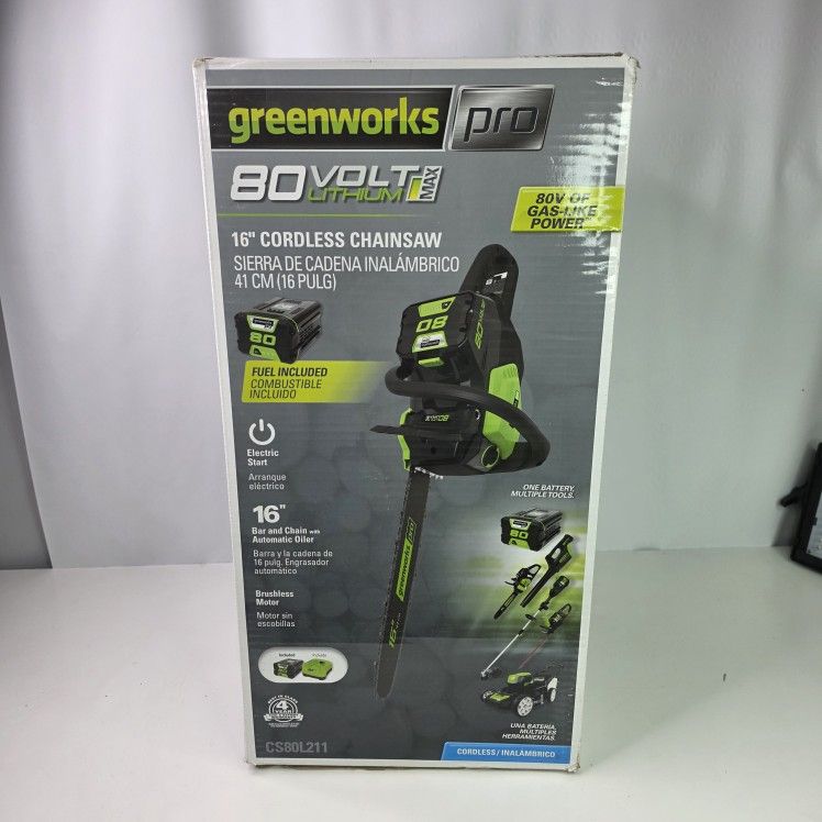 Greenworks 80-volt 16-in Battery 4 Ah Chainsaw Battery Included Charger Included