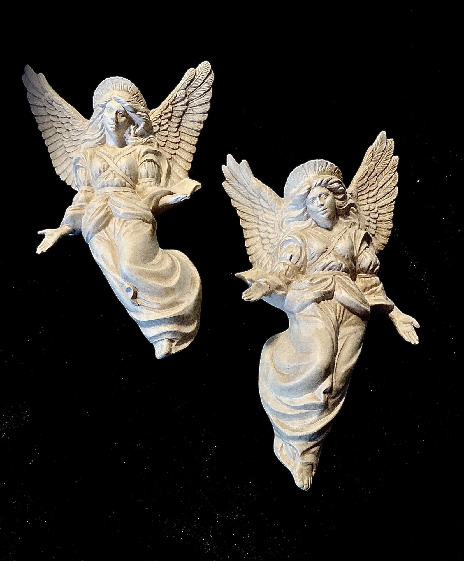 Set of Bisque Wreath or Wall Ceramic Angels.