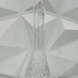 Vintage Clear Glass Hobnail Swung Vase – Pedestal Base – Mid Century 