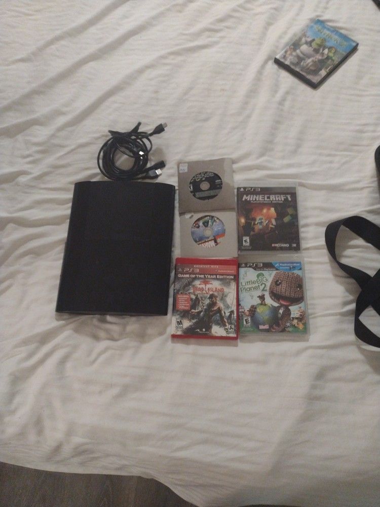 PS3 With Controller Wires And Games No Charger Included 