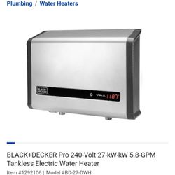 Black * Decker Tankless Water Heater  New
