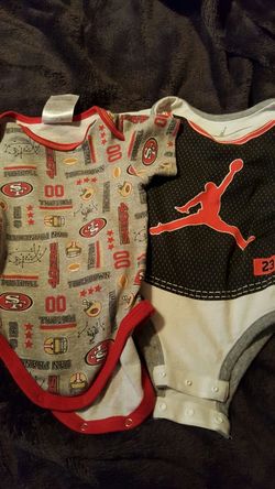 Jordan onsie and 49ers onsie
