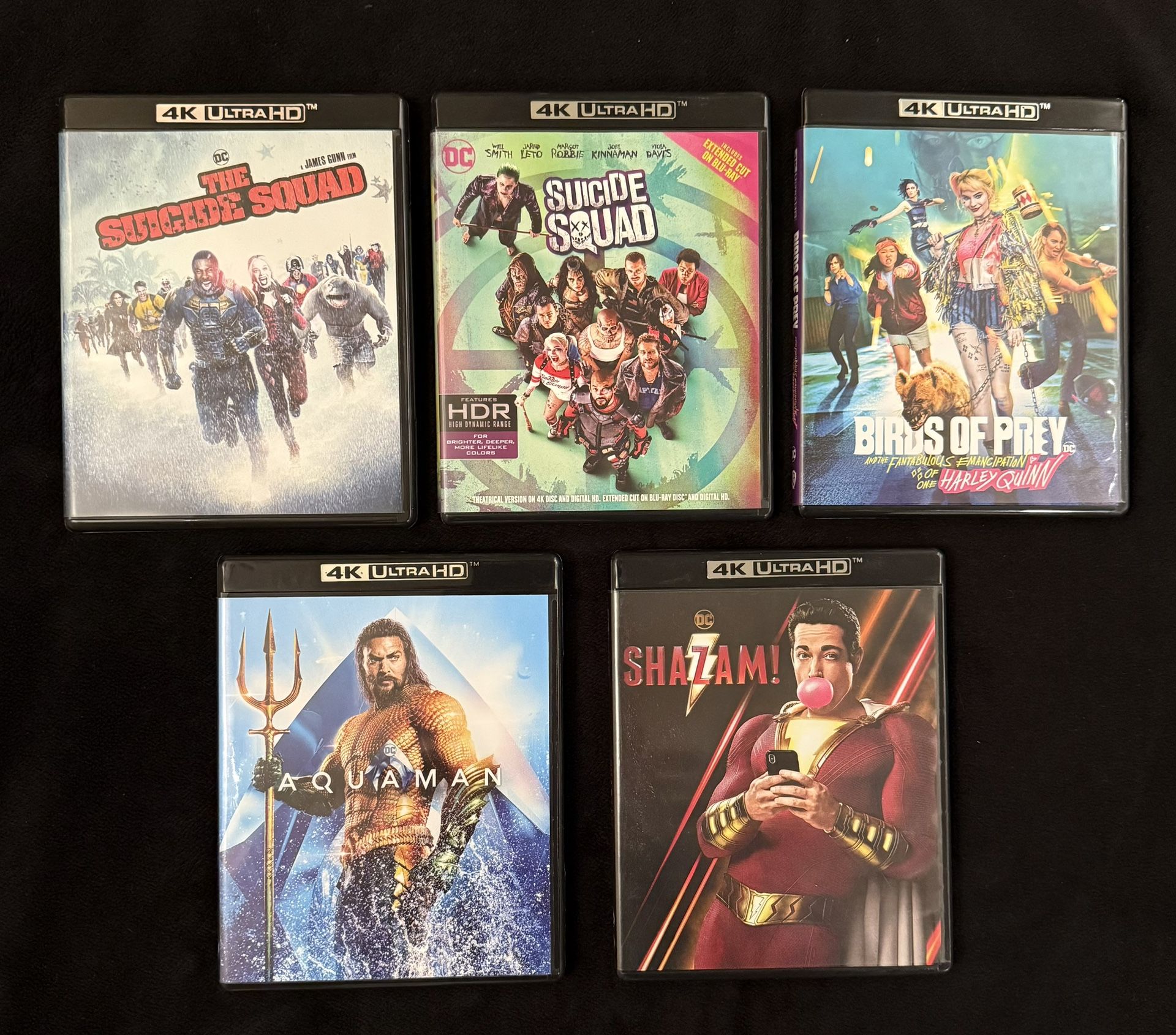 4k UHD Lot of 5 DC Universe Movies- Suicide Squad, Aquaman, Shazam