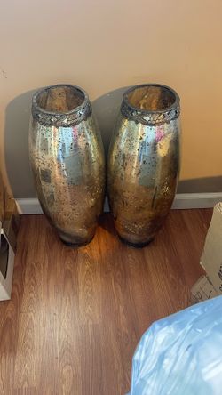 Elegant Italian Imported Rustic Mirror Vases