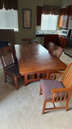 Solid mission style dining table