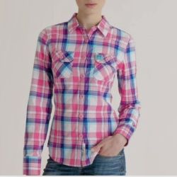 Plaid Button-Up Western Style Shirt