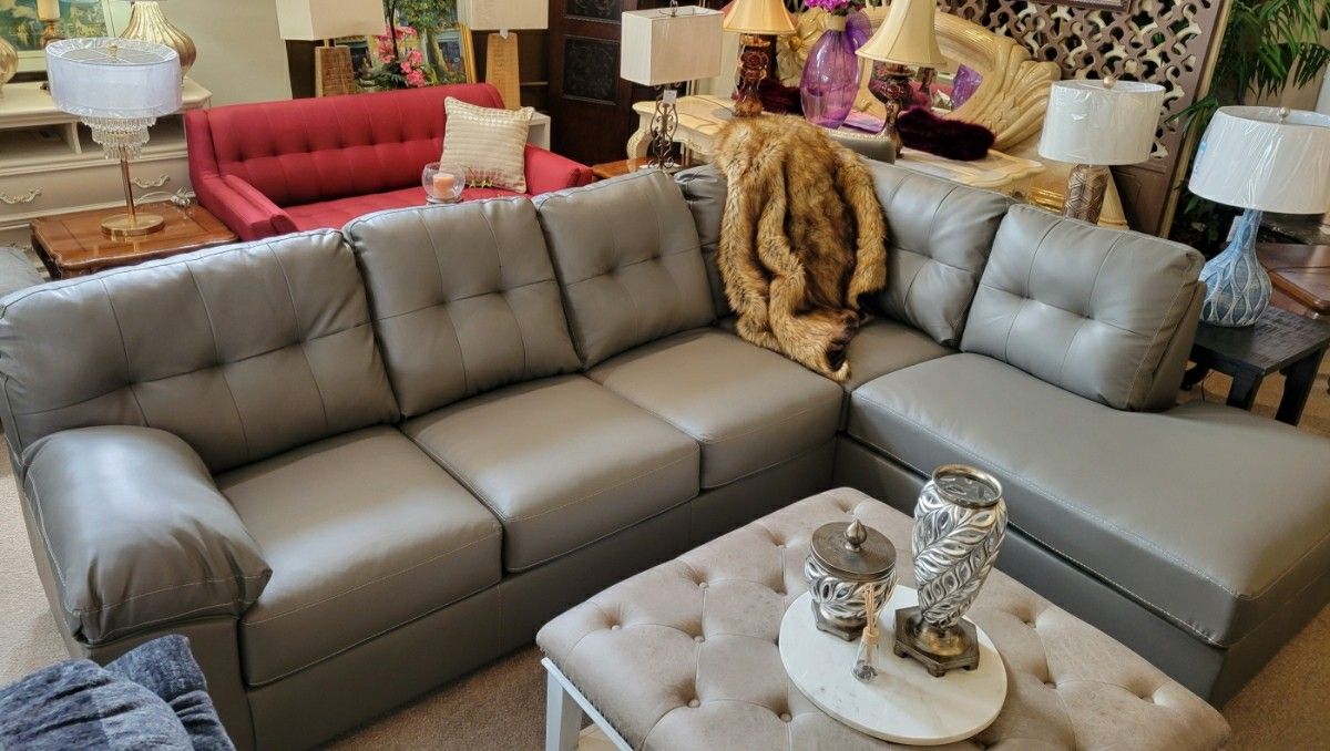 Grey Sectional Faux Leather