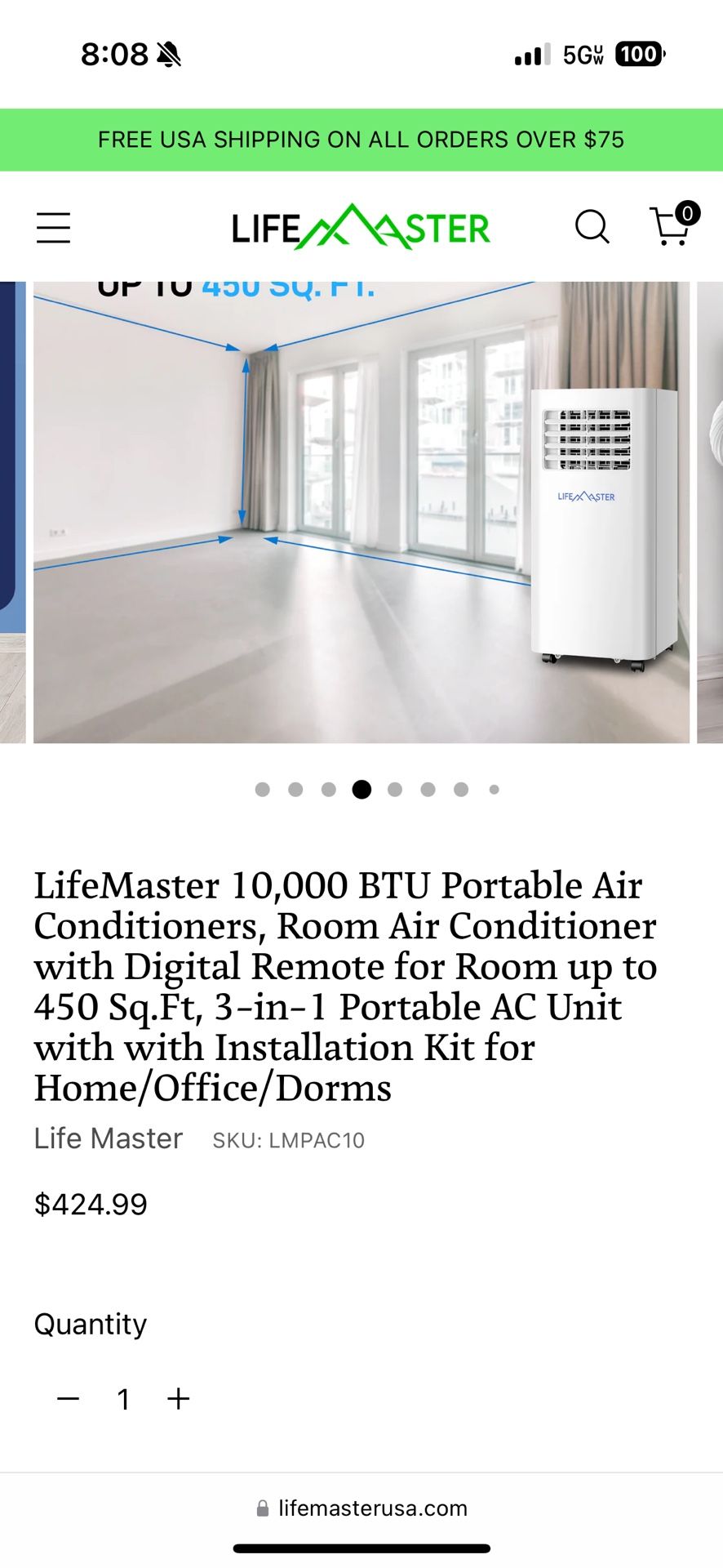 Lifemaster Portable Ac Unit 10,000 BTU