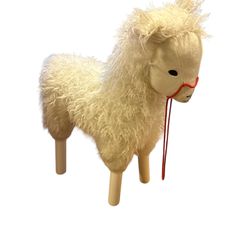 Kids Baby Toddler Land Of Nod Nursery Plush Llama White Fluffy Chair Foot Stool Decor Ride On Toy Animal
