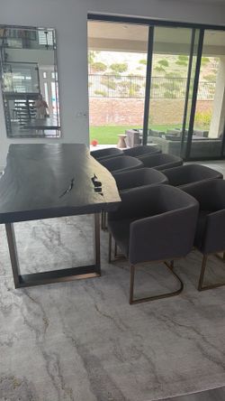 Beautiful 8x4 Dining table (heavy) 8 custom Chair