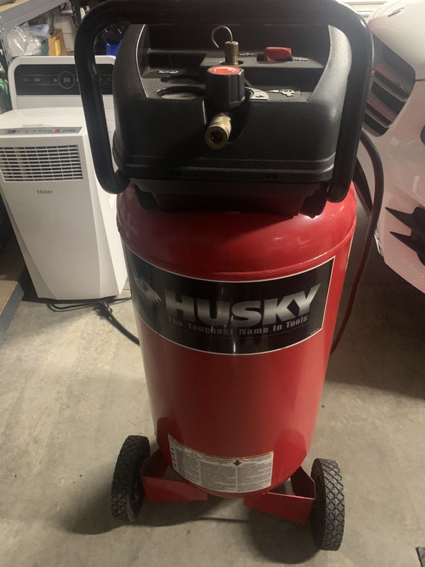 Husky 26 gallon 1.7hp portable compressor with hose reel, 50 ft of hose