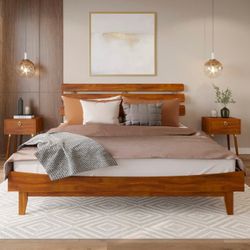 Acacia Wood Platform Bed Frame King Size