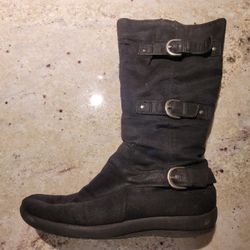 Women's Sz 6 Calf High Black Ellemenno Boots with Side Zipper