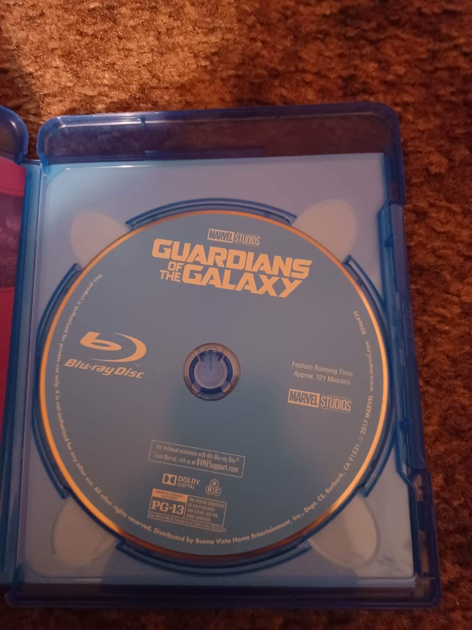 Guardians Of The Galaxy Blu Ray Disk 