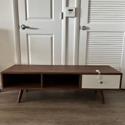 55 Inch TV Stand Walnut White