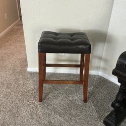 Barstool Wood & Leather 28” Chair Like New