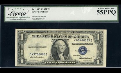 1935F $1 Silver Certificate Note "Blue Seal" Legacy Choice About New 55 PPQ