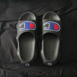 Black, Blue And Red Champion Slides