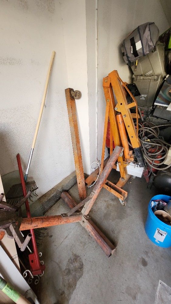 TOOLS! air compressor, bench grinder, engine lift & More!