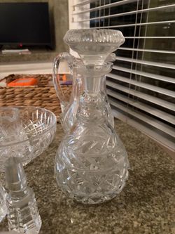 Cut Vintage Crystal Glass Decanter with Stopper