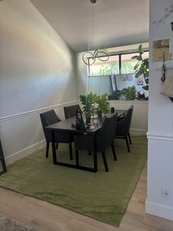 Dining Table And 4 Chairs Dark Wood And Grey