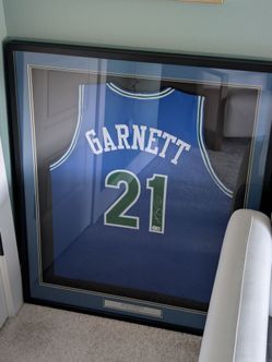 Kevin Garnett Autographed Jersey (Soon to be retired by the Timberwolves) Beckett Certified, Professionally Framed