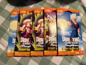 SET OF 5 DRAGON BALL SUPER FUSION WORLD STORY SLEEVED BOOSTER PACKS ST01 ENGLISH