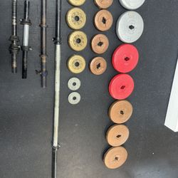 Plates And Bar For Dumbbell Or Barbell 