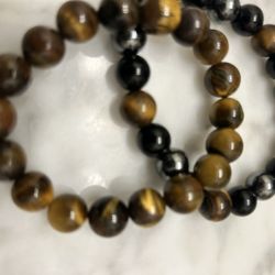 Set Of Tiger Eye Glass Bracelets