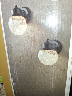 Set Of 2 LED Outdoor Wall Lantern Sconces, NEW