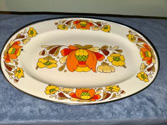 Vintage Sanko Ware Oblong Platter: "Country Flowers" - Retro