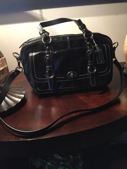 Authentic Coach Black Chelsea Patent Leather Handbag XL